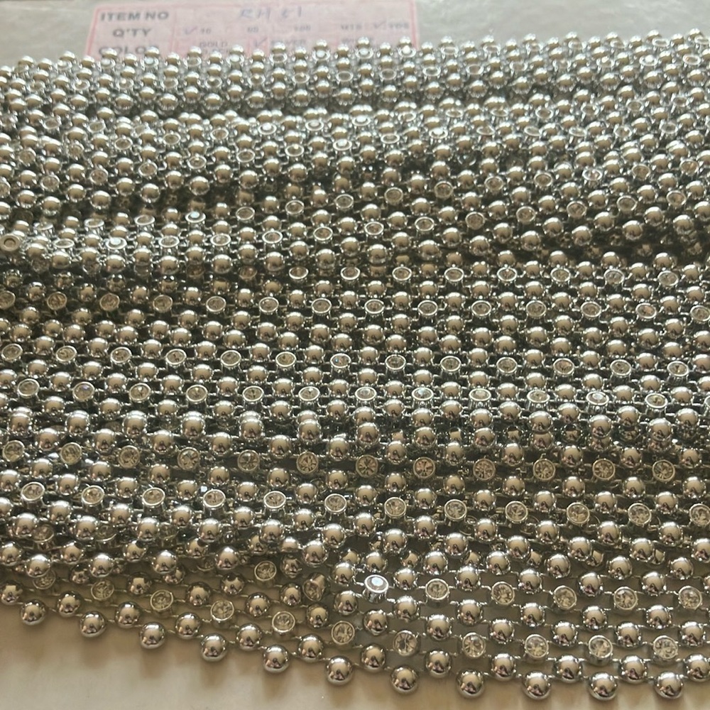 Silver Rhinestone Beaded Trim - Picture 4 of 4